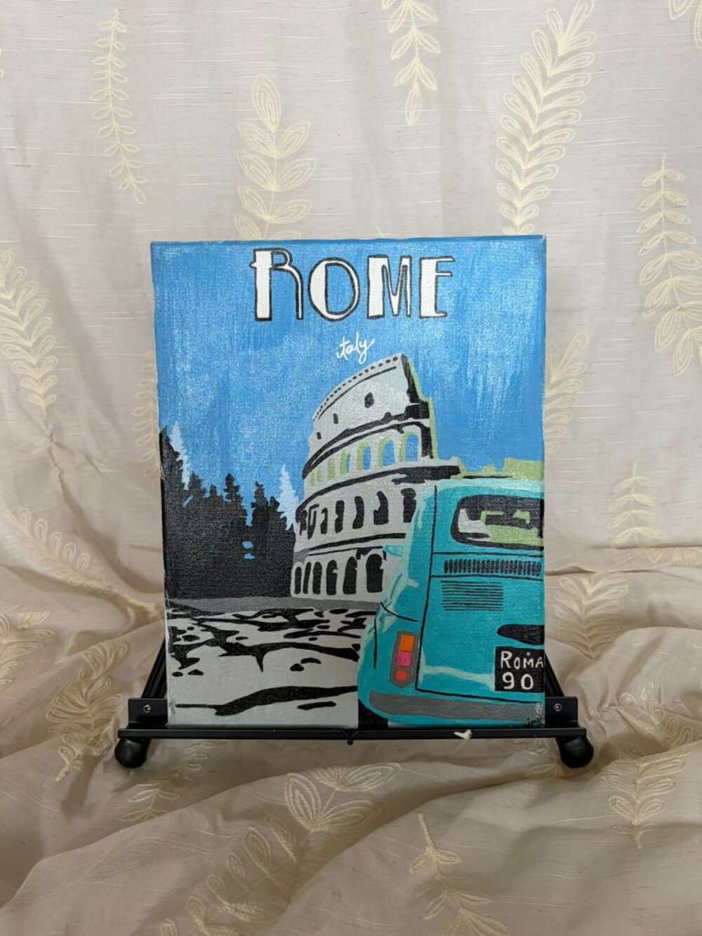 Hand Painted Rome Italy Colosseum Travel Acrylic Canvas 11x14